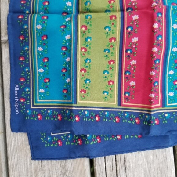 Albert Nipon silk scarf floral striped - Picture 2 of 5
